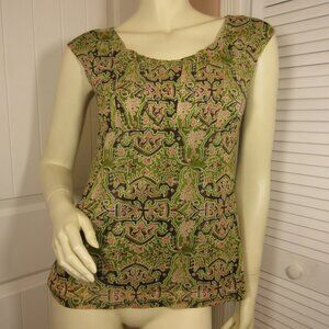 Vintage Y2K Axcess Sheer Overlay Top S Tribal Print Green Cottagecore Boho Femme